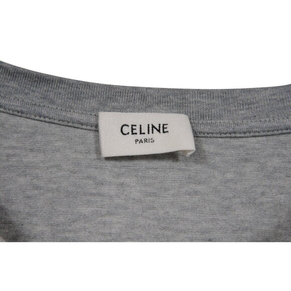 Celine Mens Tangram Logo T Shirt Size Large Gray Black Cotton Short Sleeve - Picture 4 of 6